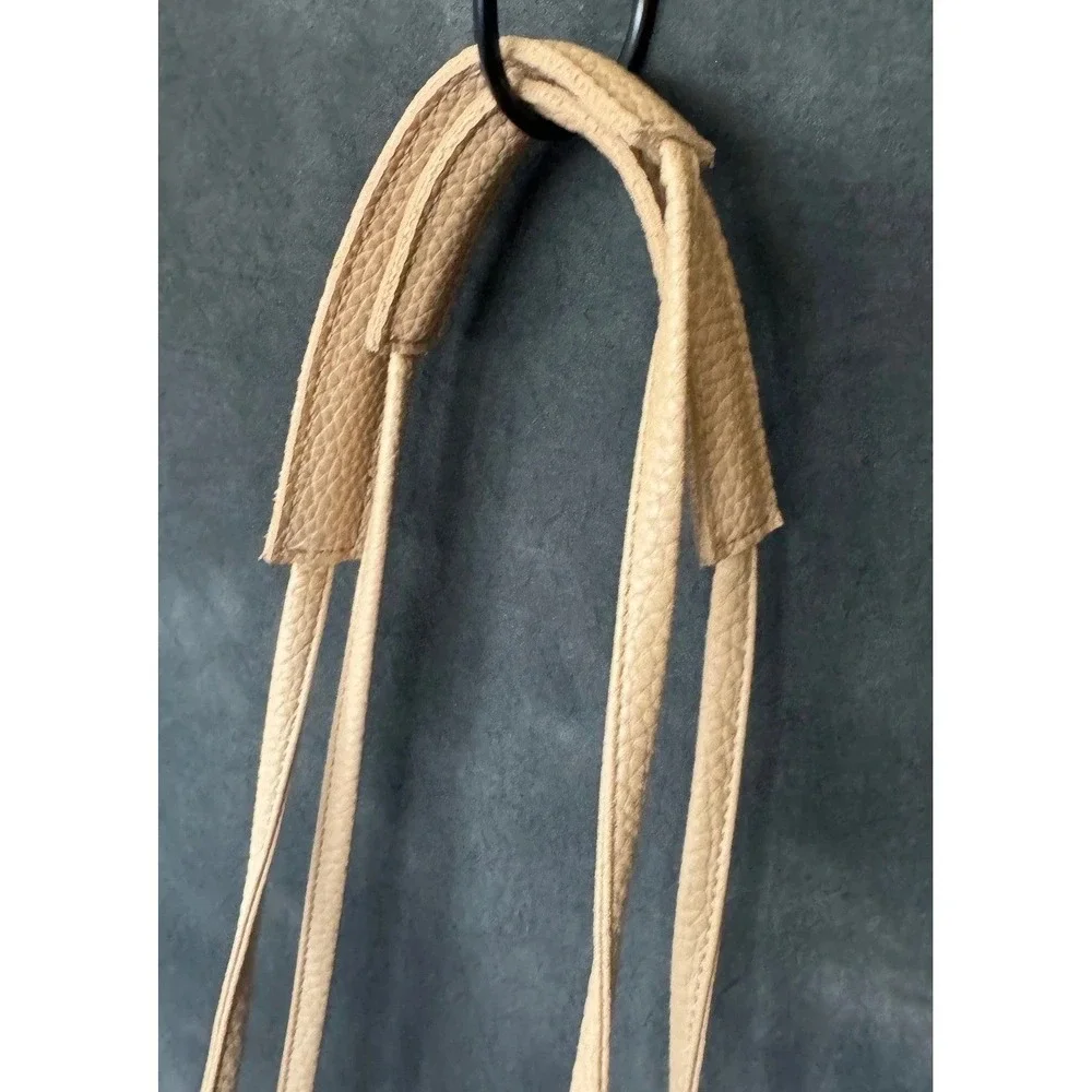 8 Other Reasons Pebbled Leather Shoulder Bag Beige Tan Minimalist Hobo Tote